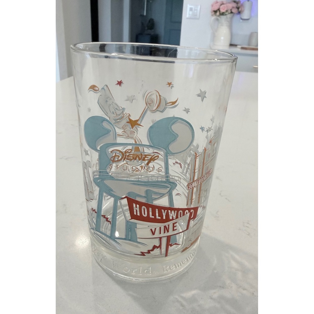 Disney World25th Anniversary Hollywood Studios Glass Tumbler Lumiere Tower Hotel